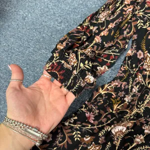 Free People Pretty and Free Black Floral Print Off the Shoulder Romper thumbnail 4
