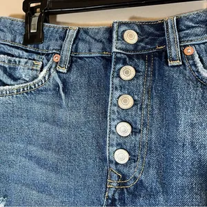 ✨ Free People We the Free Women’s Denim Button Fly Mini Skirt Raw Hem 29 thumbnail 4