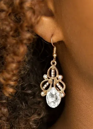 NWT Paparazzi A Crown Pleaser Gold Earrings thumbnail 2