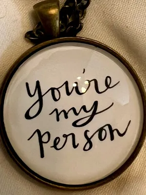 "You're My Person" Round Pendant Necklace - Black & White thumbnail 1