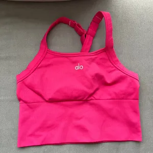 Alo Yoga Seamless Ribbed Favorite Bra Tank Pink Summer Crush XS thumbnail 2