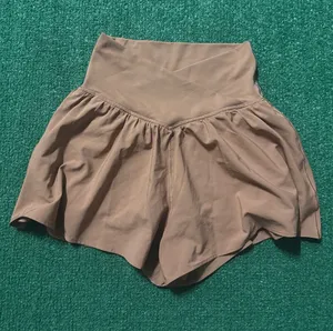 aerie Taupe High-Waist Flared Skort thumbnail 1