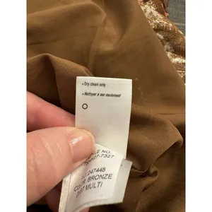 Paige Women's Brown Noah Floral Metallic Dress Size Large Silk Peasant Milkmaid thumbnail 5