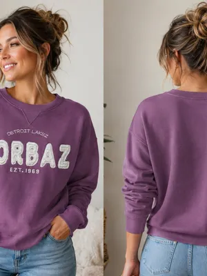 Source Unknown Zorbaz Detroit Lakes Purple Crewneck Sweatshirt Embroidered Logo Pullover SIZE M thumbnail 2