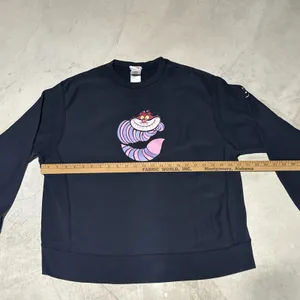 Vintage Disney Store SZ XL Cheshire Cat Sweatshirt Alice In Wonderland Blue Y2K thumbnail 6