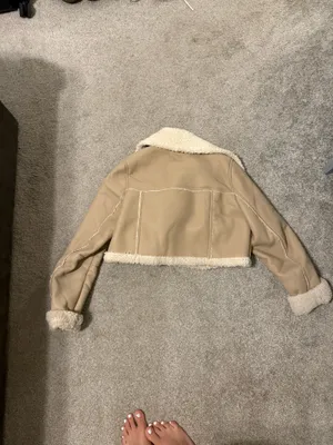 Leather Fluffy Jacket Tan thumbnail 3