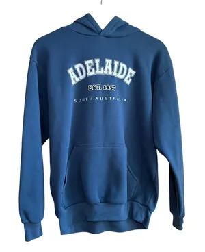 Australia South Australia Adelaide blue kangaroo pocket hoodie est 1857 womens S thumbnail 1