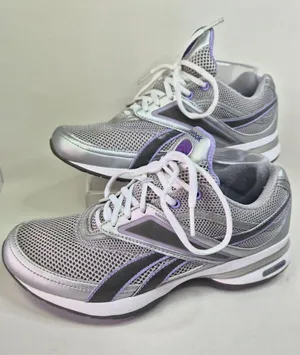 Reebok Easy Tone Rocker Sole Toning Sneakers Gray & Purple 8.5 thumbnail 1
