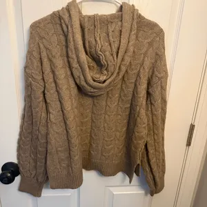Pink Rose Cable Knit Zip-Up Hooded Sweater thumbnail 2