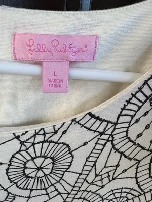 EUC Lilly Pulitzer Julianna “Lace You There” Ponte Sheath Dress Size Large thumbnail 3