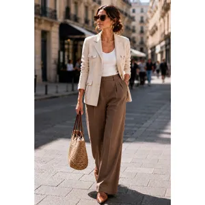 NIC+ZOE Ivory Utility Blazer Jacket M Quiet Luxury Office Chic Tailored Longline thumbnail 2