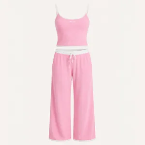 The Bar | Carter Terry Cloth Tank & Wide Leg Sweatpants Set in Pink | Med/Large thumbnail 14