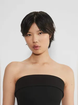 Aritzia Babaton FigureKnit Eyecatcher Black Tube Top Blouse L thumbnail 3