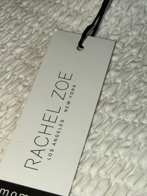 NWT Rachel Zoe White Puff-Sleeve Smocked Maxi Dress Floral Trim Cotton 10 thumbnail 5