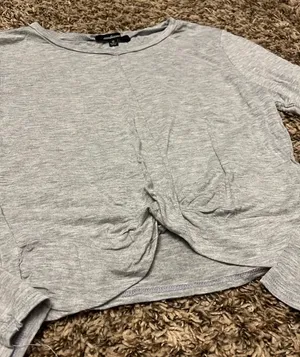 Ambiance Apparel Heather Grey Cropped Long Sleeve Top thumbnail 4