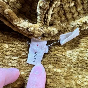 Moth Anthropologie Golden Mustard Yellow Velour Velvet Chunky Open Cardigan XS thumbnail 4