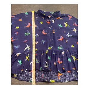 Maeve by Anthropologie Butterfly Print Peplum Blouse Top M Boho Fairy Whimsical thumbnail 7
