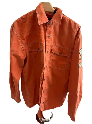 Vtg Timberland TBL-73 Orange Canvas Jacket CAT &‎ Floral Embroidery Women’s S thumbnail 1