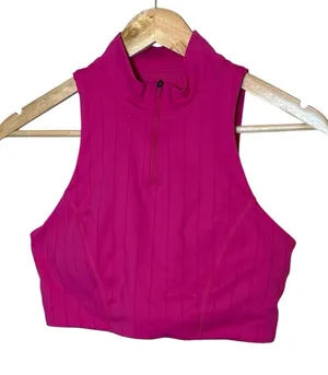 JoyLab Women's High Neck‎ Zip Up Sports Bra Hot Pink Medium Barbie Gym Workout thumbnail 1