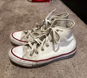 Converse White High-Top Sneakers with Red Trim thumbnail 1