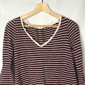 Anthropologie Meadow Rue Cassia Red Striped‎ Lace Back Long Sleeve Top S thumbnail 5