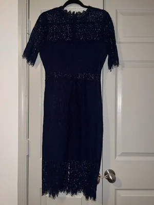 Lulus midi lace cocktail navy dress thumbnail 4