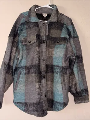 NWT boutique plaid shacket jacket M Size M thumbnail 1