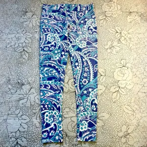 COOLIBAR Monterey Morada Aqua Blue Paisley UPF 50 Leggings Sun Protection~S💛 thumbnail 3