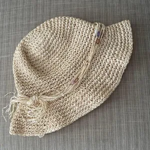 Golden Grove Trading Company Woven Sun Hat with Beading Detail Size S/M thumbnail 2