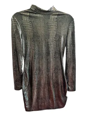 SHEIN Metallic Snake-Print Long Sleeve Top - Gold-Bronze/Black thumbnail 1