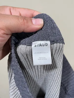 STAUD Milton Colour-block Ribbed-knit pants size XS trousers EUC grey thumbnail 8