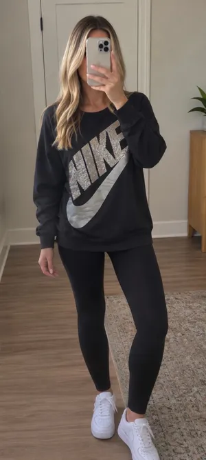 Nike Women’s Rally Sequin Black Pullover Sweatshirt thumbnail 1