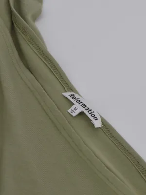 Reformation Sianna Knit Top One Shoulder Olive Green Medium thumbnail 4