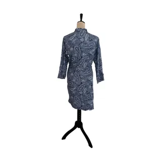 Ralph Lauren Blue Paisley Cotton Terry Lined Robe XS/S Monogrammed Loungewear thumbnail 2