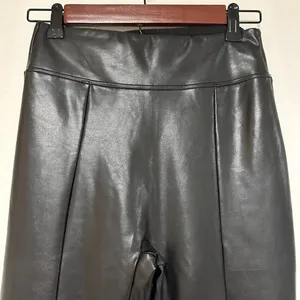 Abercrombie Split-Hem Vegan Leather Slim Flare Pants thumbnail 5