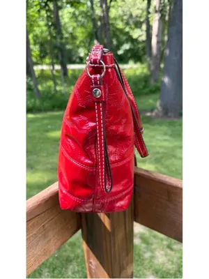 Coach Y2K Signature Patent Leather Tote Persimmon Red F15142 thumbnail 6