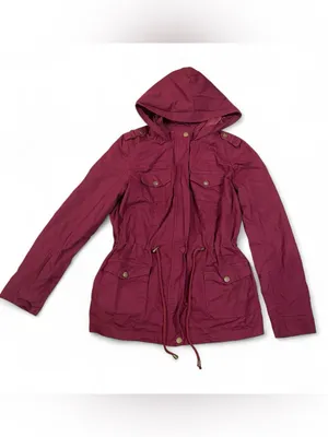 Rue21 Burgundy Hooded Utility Jacket thumbnail 2