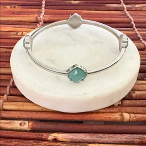 Lia Sophia Silver Bangle Bracelet with Mint Accents thumbnail 3