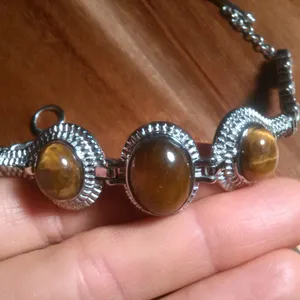 Tiger's Eye Stainless Steel Toggle Clasp Bracelet (Size 6.5 to 8 Inch) thumbnail 5