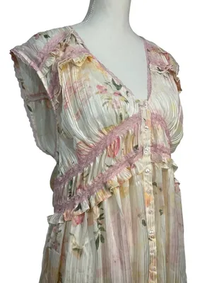 Free People Spring Fling Mini Dress in Tea Combo Medium New Womens Lace Boho thumbnail 5