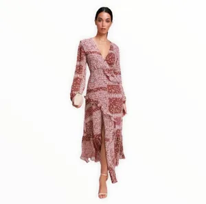 NWT Lulu’s Red Multi Print Long Dress Maxi Dress thumbnail 3