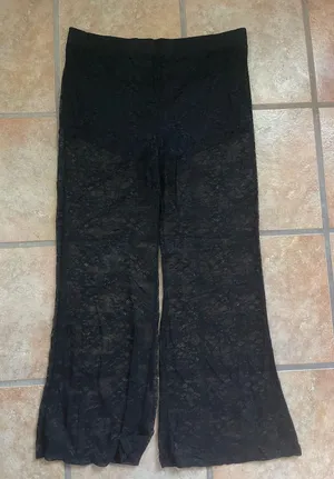 12th Tribe Black Lace Wide-Leg Pants thumbnail 1