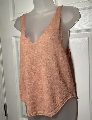FP Beach Peach Orange Pink Pullover Round Hem Tank NWT Knit Small Casual Preppy thumbnail 3
