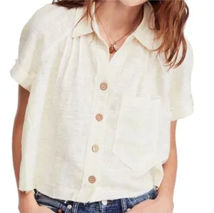 FREE PEOPLE Away At Sea Striped Shirt Top Medium thumbnail 1