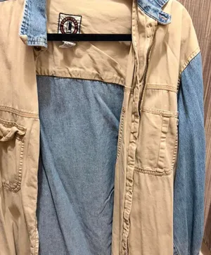 90s Old College Inn denim and tan patchwork colorblock button-down shirt. thumbnail 1