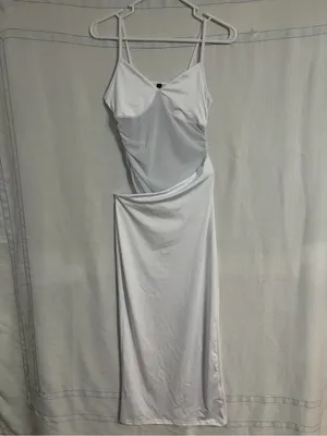 Midi Dress White Ruched Mesh Bust Slip women’s size Small NWOT(E72) thumbnail 4