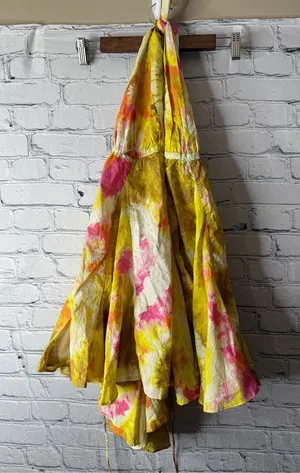 Zara Yellow & Pink Tie-Dye Flowy Halter Dress size small thumbnail 1