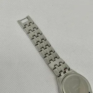 Women quartz watch gold silver tone 28mm round mop dial rhinestones running thumbnail 7