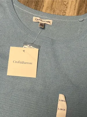 croft & barrow Light Blue Crewneck Knit Sweater thumbnail 2