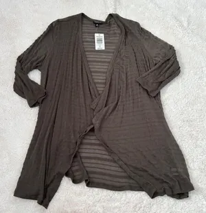 NWT Womens Plus Size Torrid Slub Drape Front Cardigan Dark Brown Size 00 thumbnail 1
